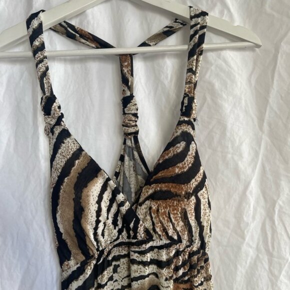 FCNY Vintage Y2K Zebra Print Halter Maxi Dress Size Small - Picture 13 of 14